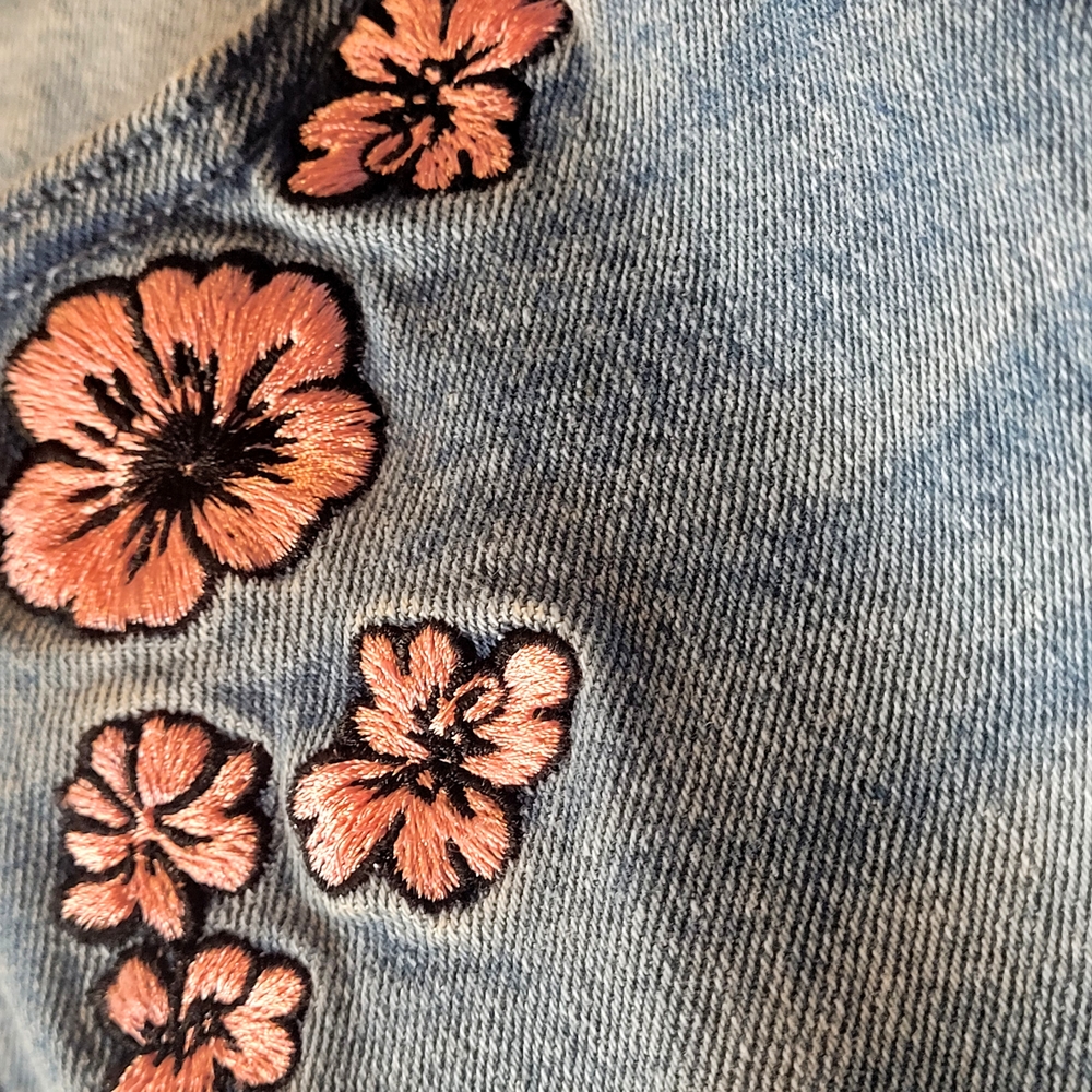 Hot Topic Blue Jeans with Raccoon and Floral Embroidery - Picture 6 of 9